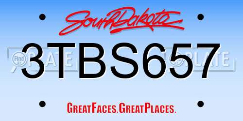 3TBS657 South Dakota License Plate