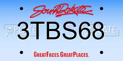 3TBS68 South Dakota License Plate