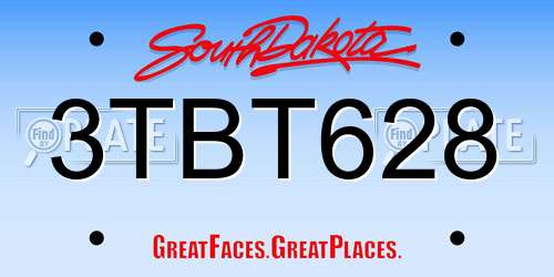 3TBT628 South Dakota License Plate