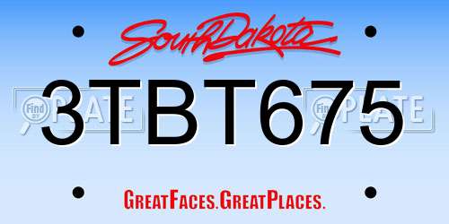 3TBT675 South Dakota License Plate