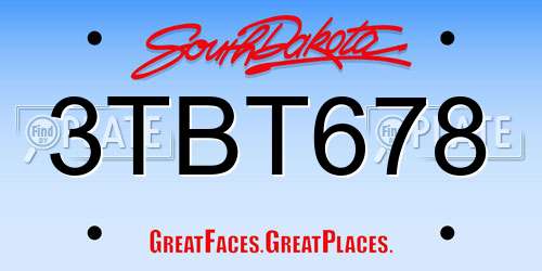 3TBT678 South Dakota License Plate