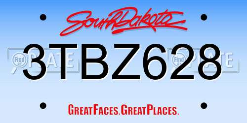 3TBZ628 South Dakota License Plate