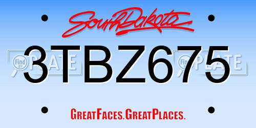 3TBZ675 South Dakota License Plate
