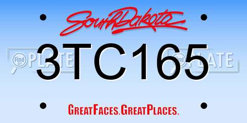 3TC165 South Dakota License Plate