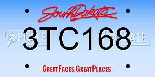 3TC168 South Dakota License Plate
