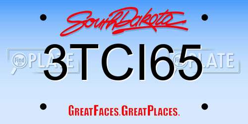 3TCI65 South Dakota License Plate