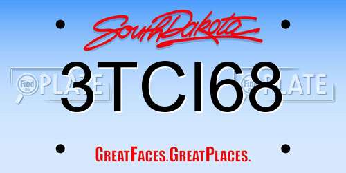 3TCI68 South Dakota License Plate