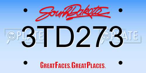 3TD273 South Dakota License Plate