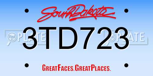 3TD723 South Dakota License Plate