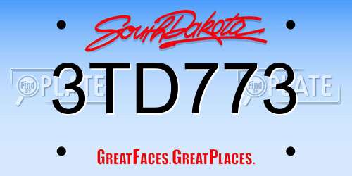3TD773 South Dakota License Plate