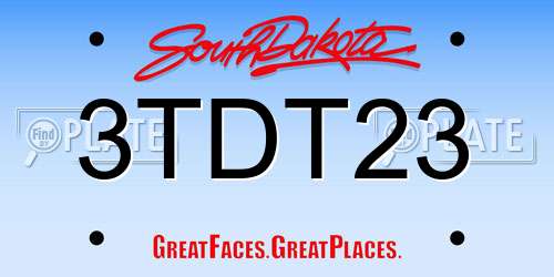 3TDT23 South Dakota License Plate