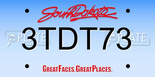 3TDT73 South Dakota License Plate