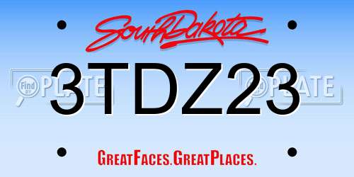 3TDZ23 South Dakota License Plate