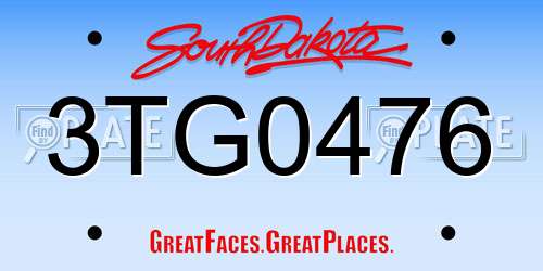 3TG0476 South Dakota License Plate