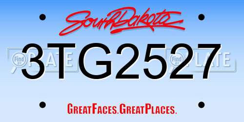 3TG2527 South Dakota License Plate