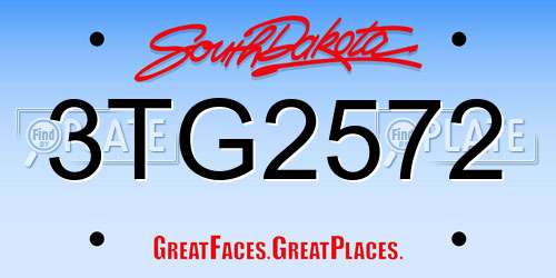 3TG2572 South Dakota License Plate