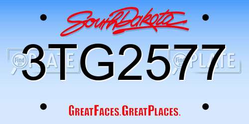 3TG2577 South Dakota License Plate