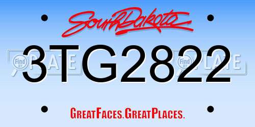 3TG2822 South Dakota License Plate
