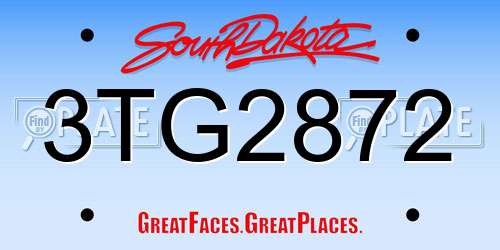 3TG2872 South Dakota License Plate