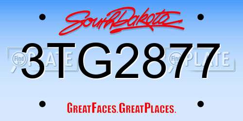 3TG2877 South Dakota License Plate