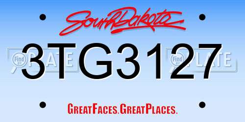 3TG3127 South Dakota License Plate