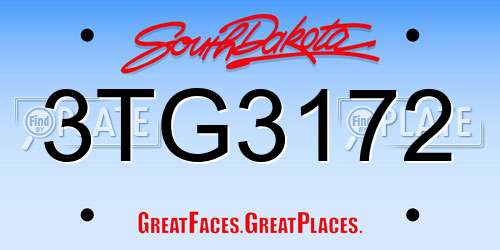 3TG3172 South Dakota License Plate