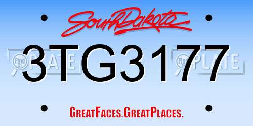 3TG3177 South Dakota License Plate