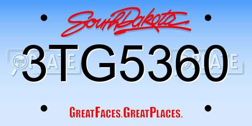 3TG5360 South Dakota License Plate