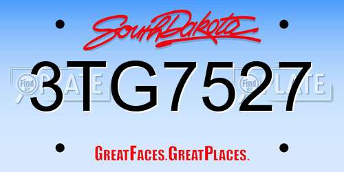 3TG7527 South Dakota License Plate