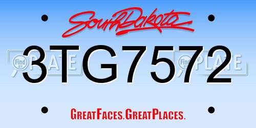 3TG7572 South Dakota License Plate