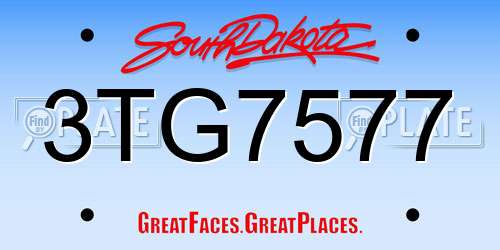 3TG7577 South Dakota License Plate