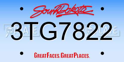 3TG7822 South Dakota License Plate