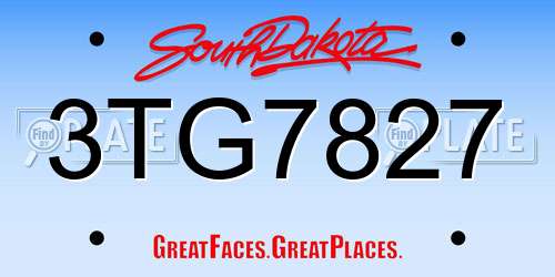 3TG7827 South Dakota License Plate