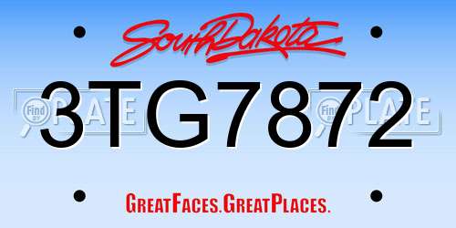 3TG7872 South Dakota License Plate