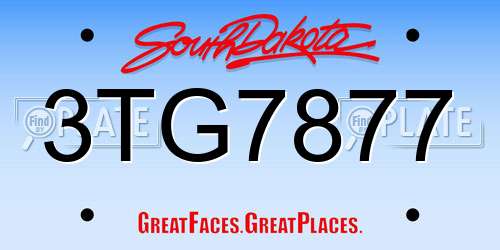 3TG7877 South Dakota License Plate