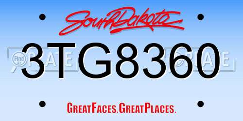 3TG8360 South Dakota License Plate