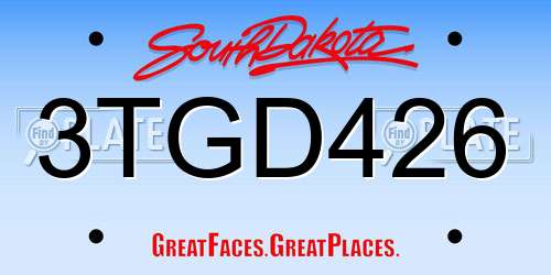 3TGD426 South Dakota License Plate