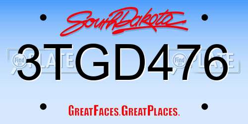 3TGD476 South Dakota License Plate