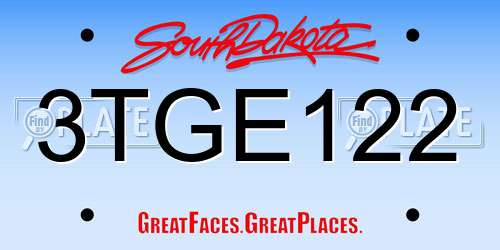 3TGE122 South Dakota License Plate