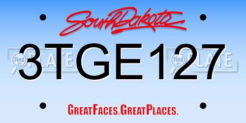 3TGE127 South Dakota License Plate