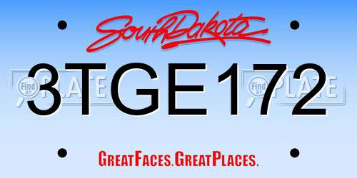 3TGE172 South Dakota License Plate