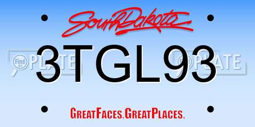 3TGL93 South Dakota License Plate