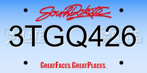 3TGQ426 South Dakota License Plate