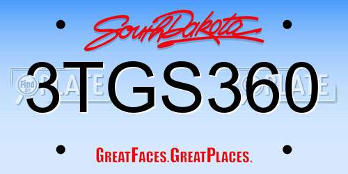 3TGS360 South Dakota License Plate