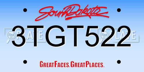 3TGT522 South Dakota License Plate