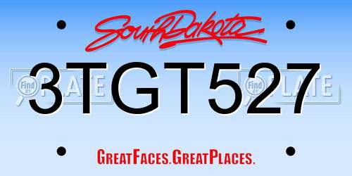3TGT527 South Dakota License Plate