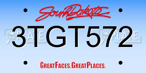 3TGT572 South Dakota License Plate