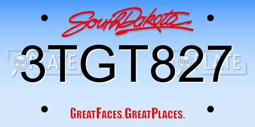 3TGT827 South Dakota License Plate