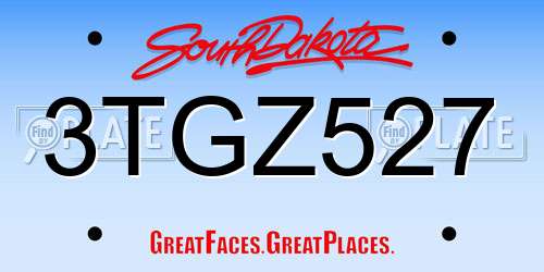 3TGZ527 South Dakota License Plate