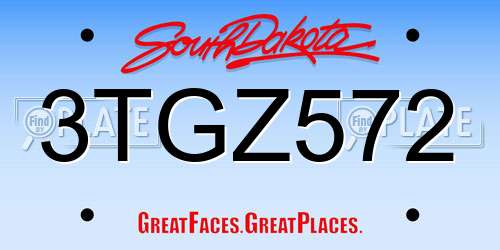 3TGZ572 South Dakota License Plate